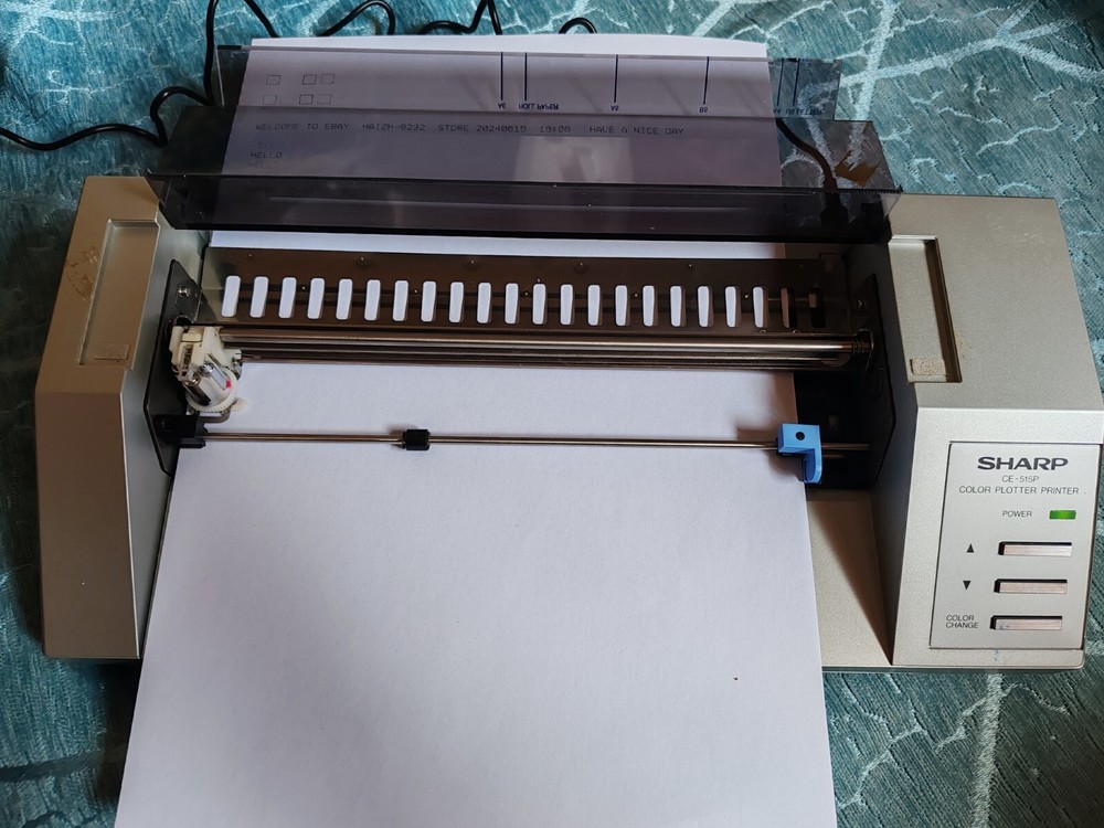 Vintage SHARP CE-515P plotter working with RS232C interafce and 4 refilled pens