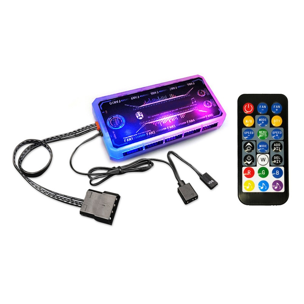 For PC Case Fan Cooling Cooler Adapter LED RGB Lamp Controller+Remote Control