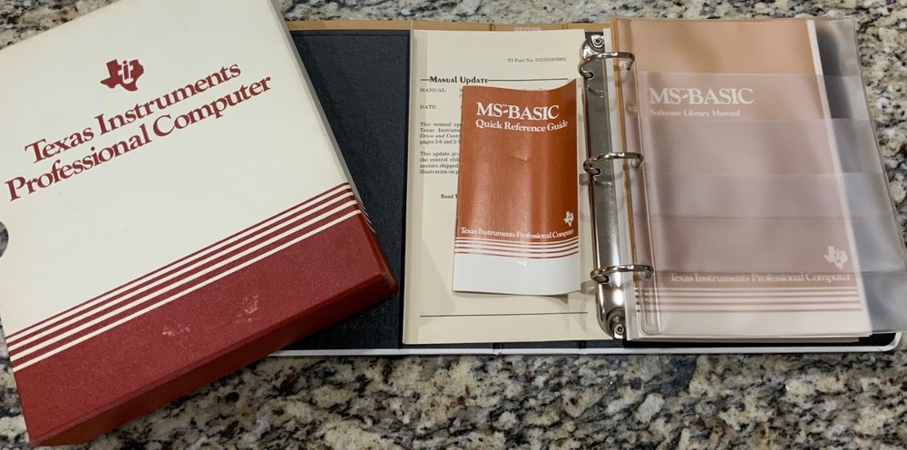 1982 Texas Instruments Professional Computer Guide MS-Basic No Discs Incomplete