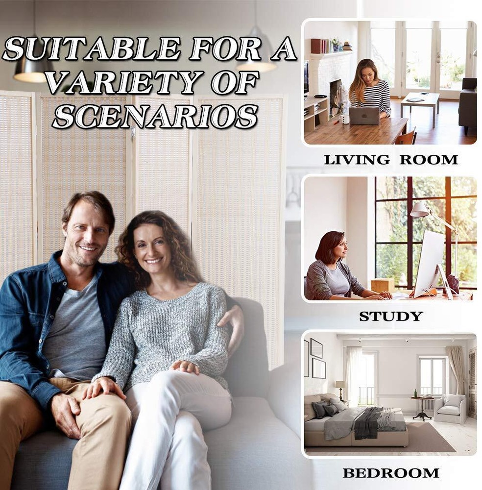 4 Panel Room Divider Wall Bamboo Folding Privacy Screen Freestanding Separator