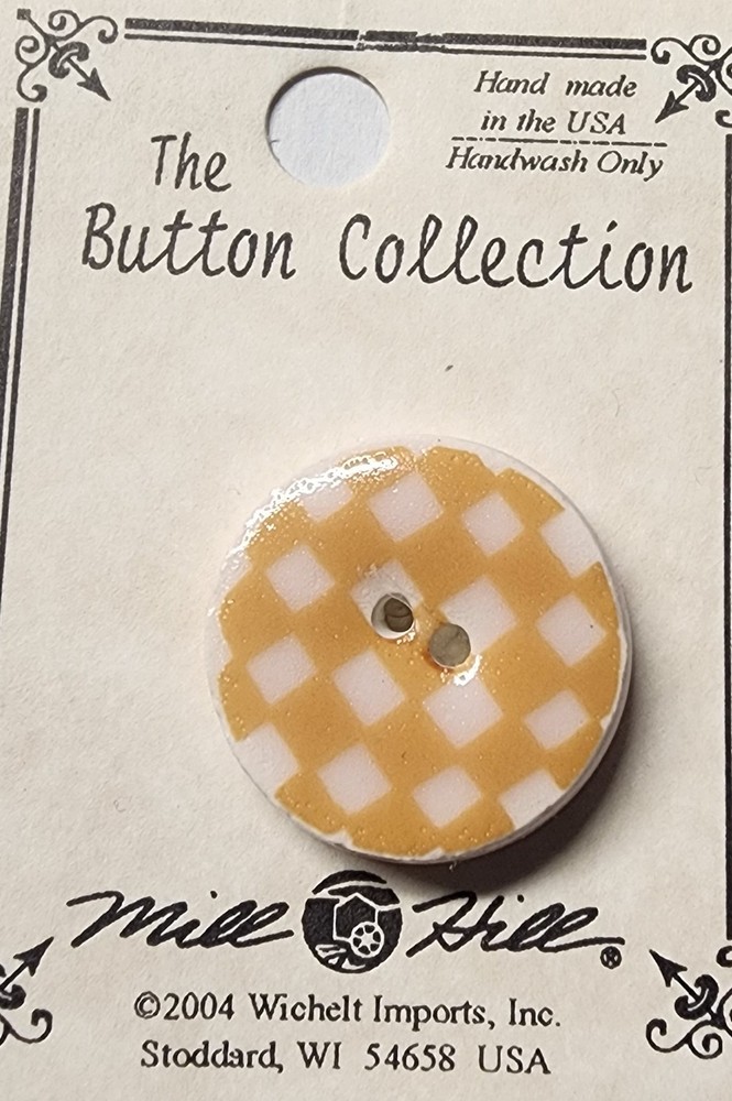DIY Mill Hill Ceramic Button - Golden Checker Button