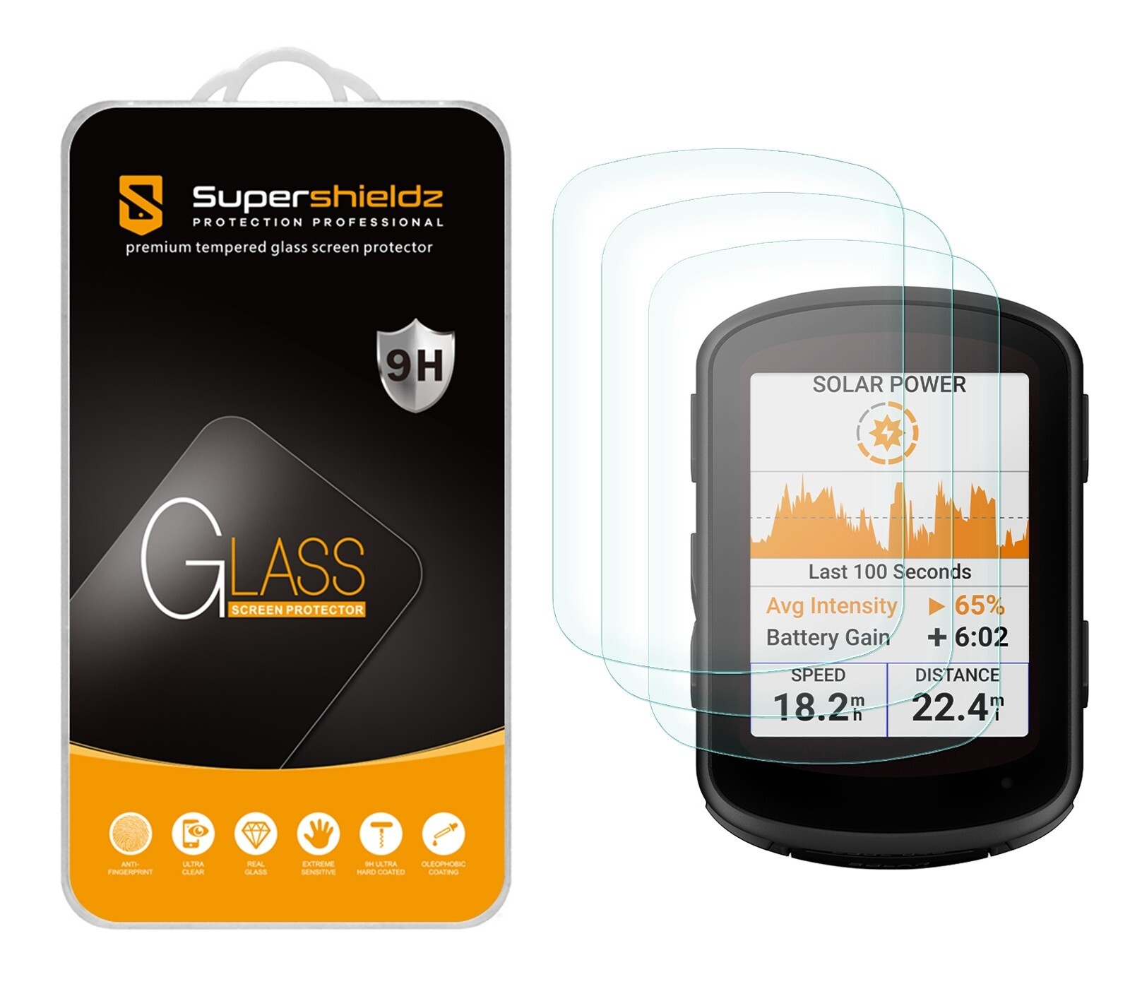 3X Supershieldz Tempered Glass Screen Protector for Garmin Edge 840/ 540