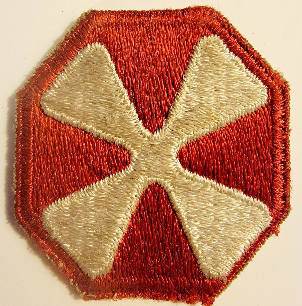 WW II US 8th Army Cut Edge White Back Patch Amphibious Eighth Island Assaults