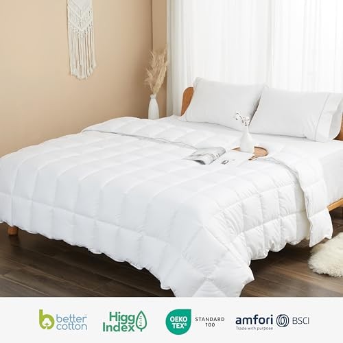 Down Alternative Size Lightweight 100% Cotton Shell Bedding King White / Thin