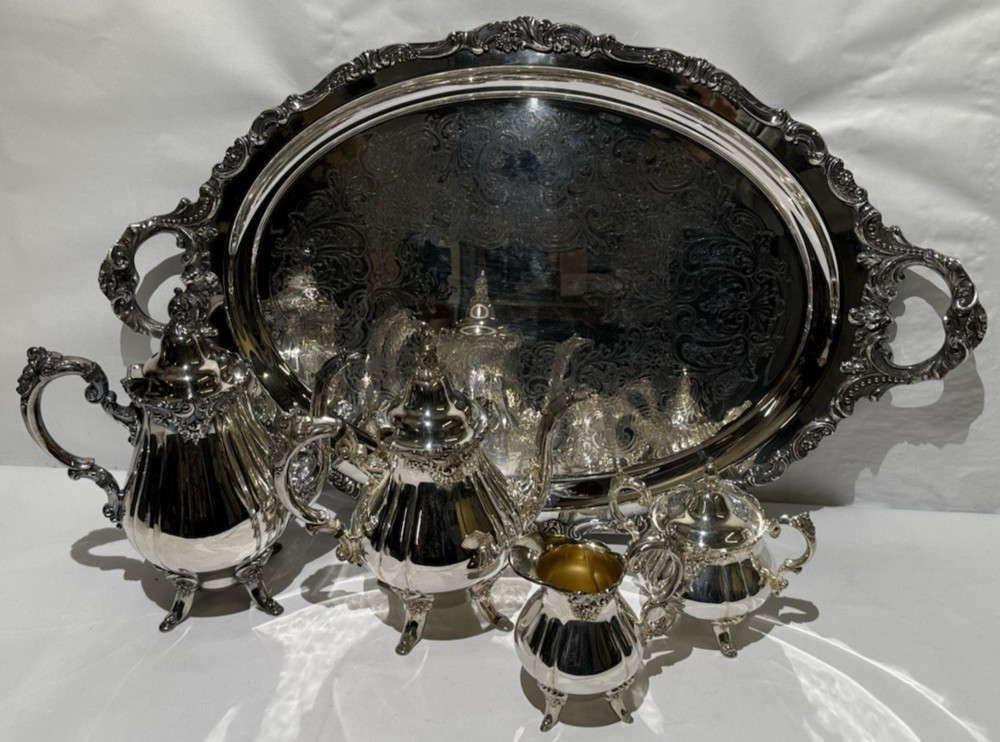 Baroque by Wallace Tea/Coffee Set with Tray