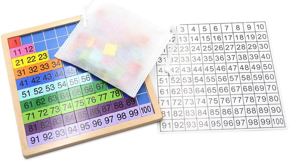 Wooden Math Learning Board Toy, 1-100 Consecutive Numbers, Educational Game for