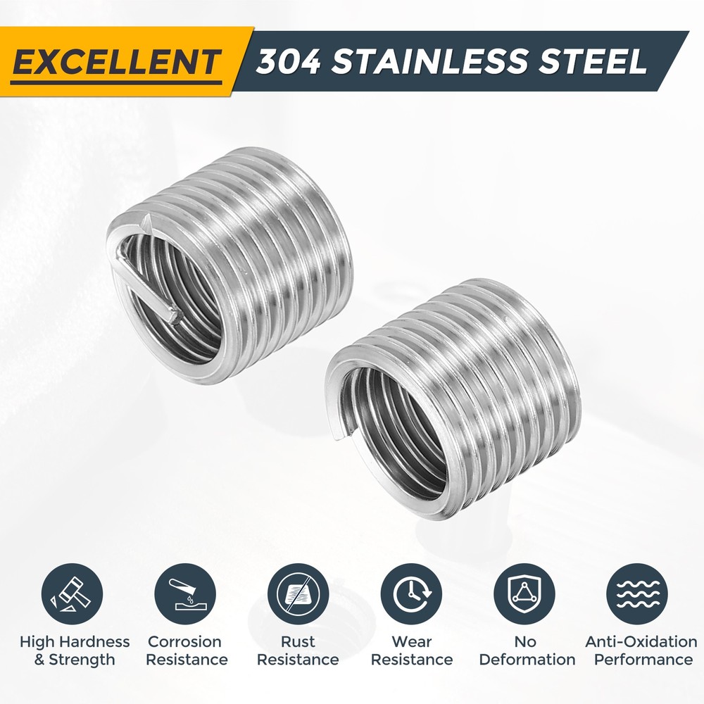 20pcs Wire Thread Inserts M12 x 1.75 x 1.5D Metric Helical Threaded Sleeve