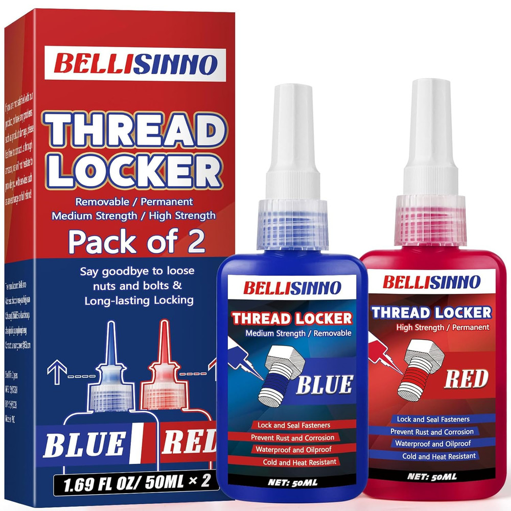 Thread Locker Blue and Red, Medium and Strong Strength Thread Lock, Threadlocker