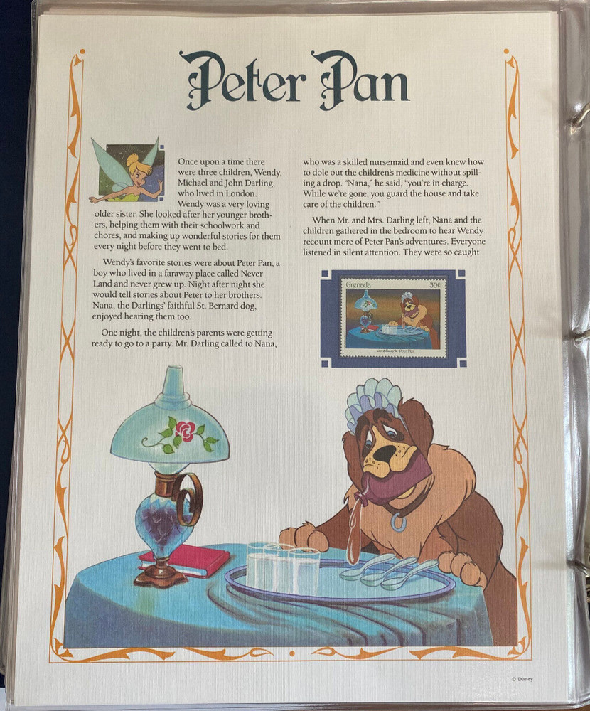 PETER PAN DISNEY 6 PANELS GRENADA 10 STAMPS
