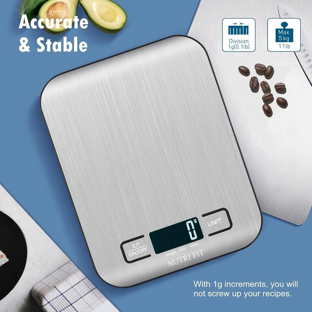 Digital Kitchen Scale with Backlit LCD - 11lb Capacity for Precision Cooking