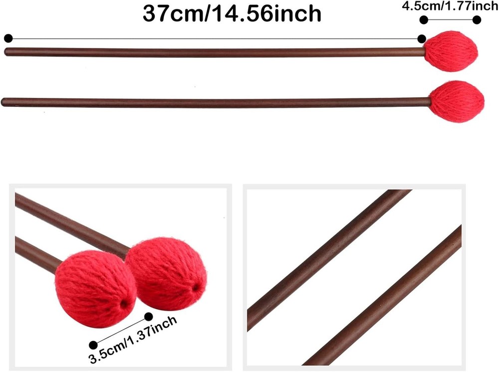 Durable Medium Hard Yarn Marimba Mallets with Maple Handle for Percussion Lovers