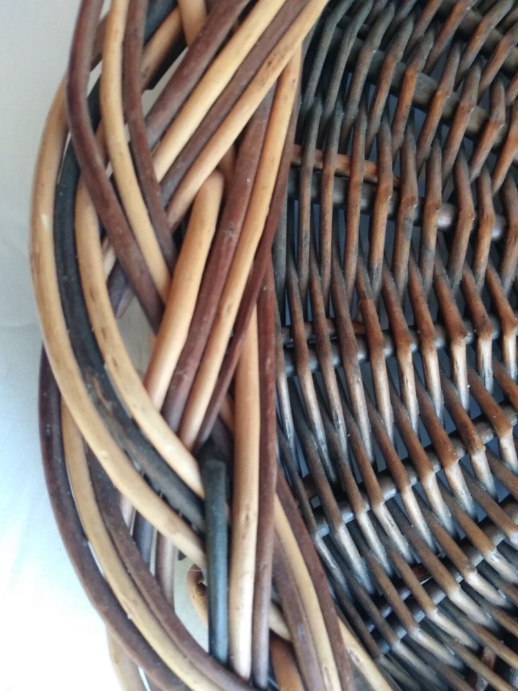 Woven Wicker Wall or Table Flat Basket - Centerpiece 14" Diameter, 2" Deep