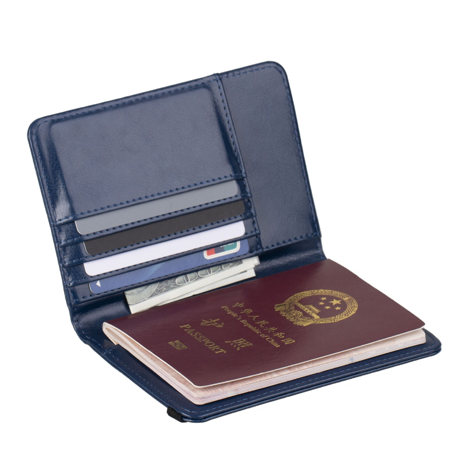 Slim Leather Passport Wallet Cover– Multi-Card + Boarding‑Pass Holder, RFID‑Safe