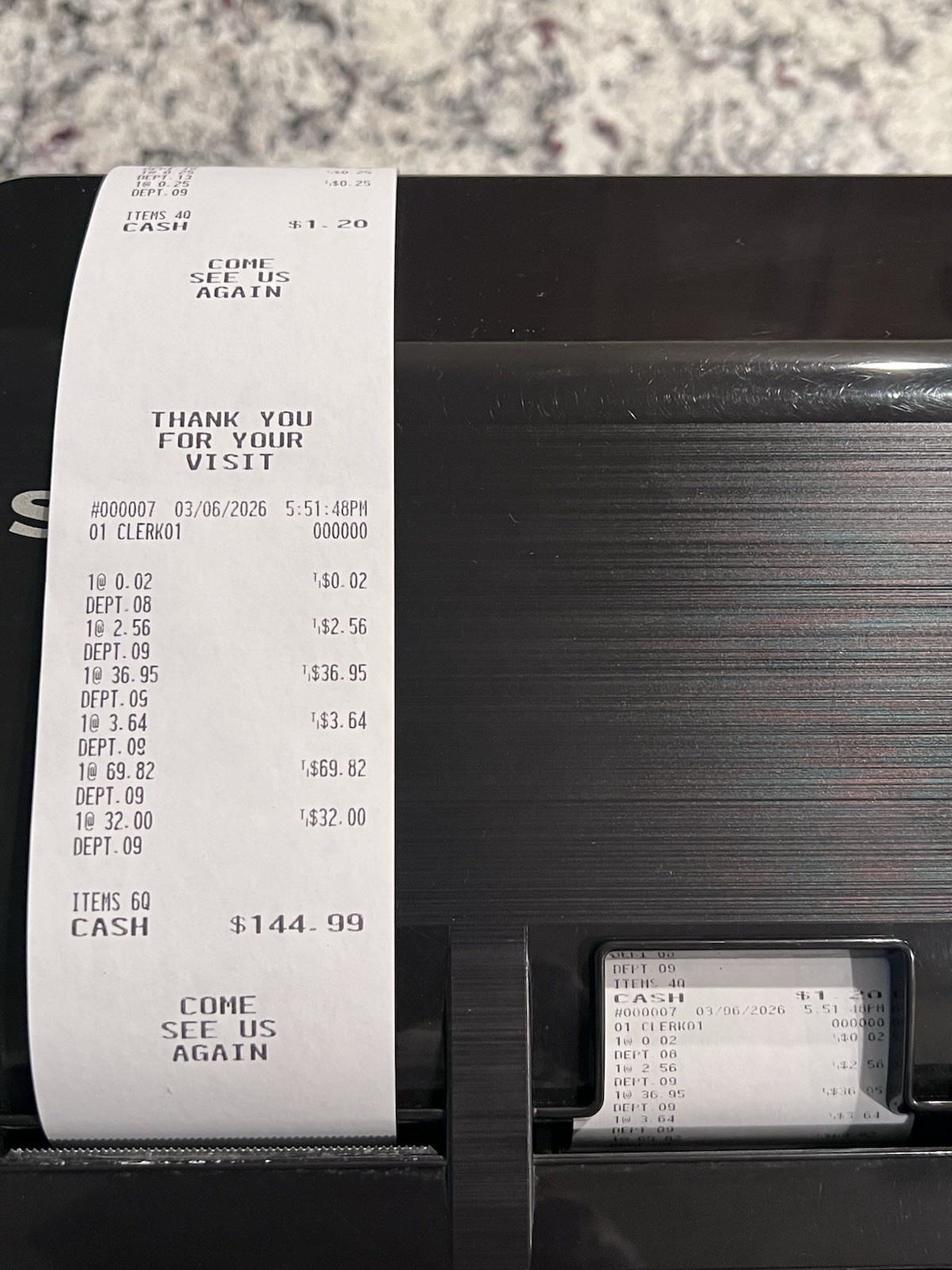 Sharp XE-A407 Cash Register Dual Thermal Printer with Keys, Cash Drawer & Manual