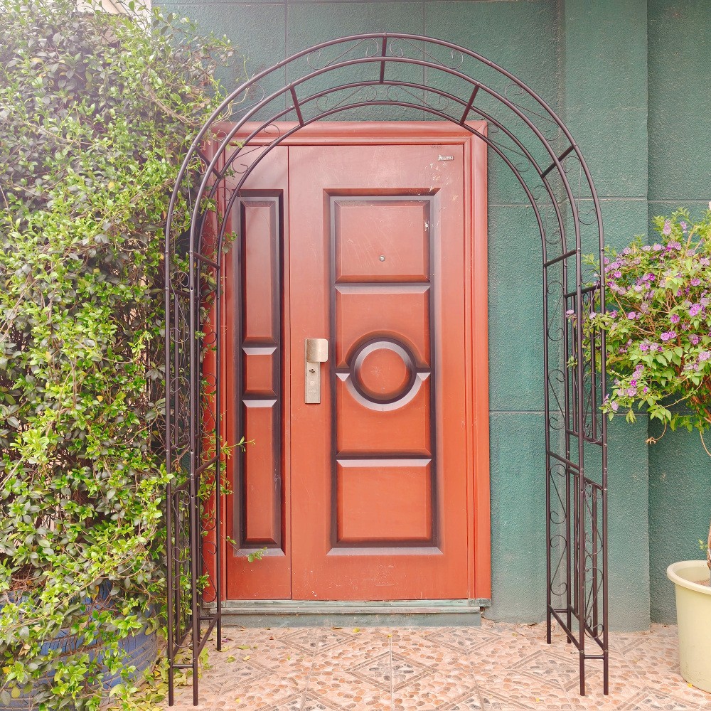 Black Metal Garden Arch 59x17.71x90.55 Inch Climbing Plants Support Rose Trellis