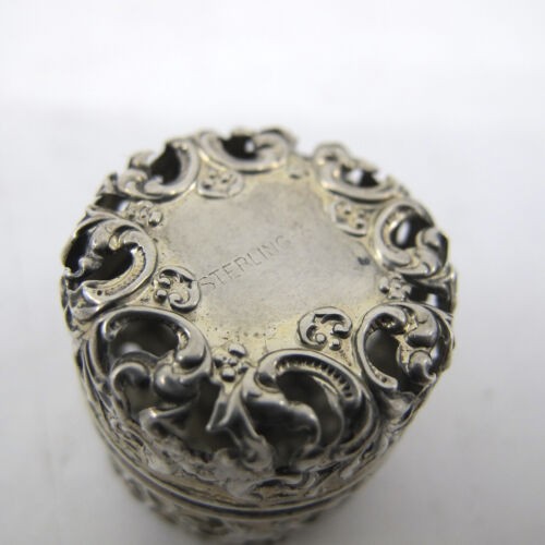 Sterling Silver Thimble Holder Case Pierced Scrolls NO MONOGRAM
