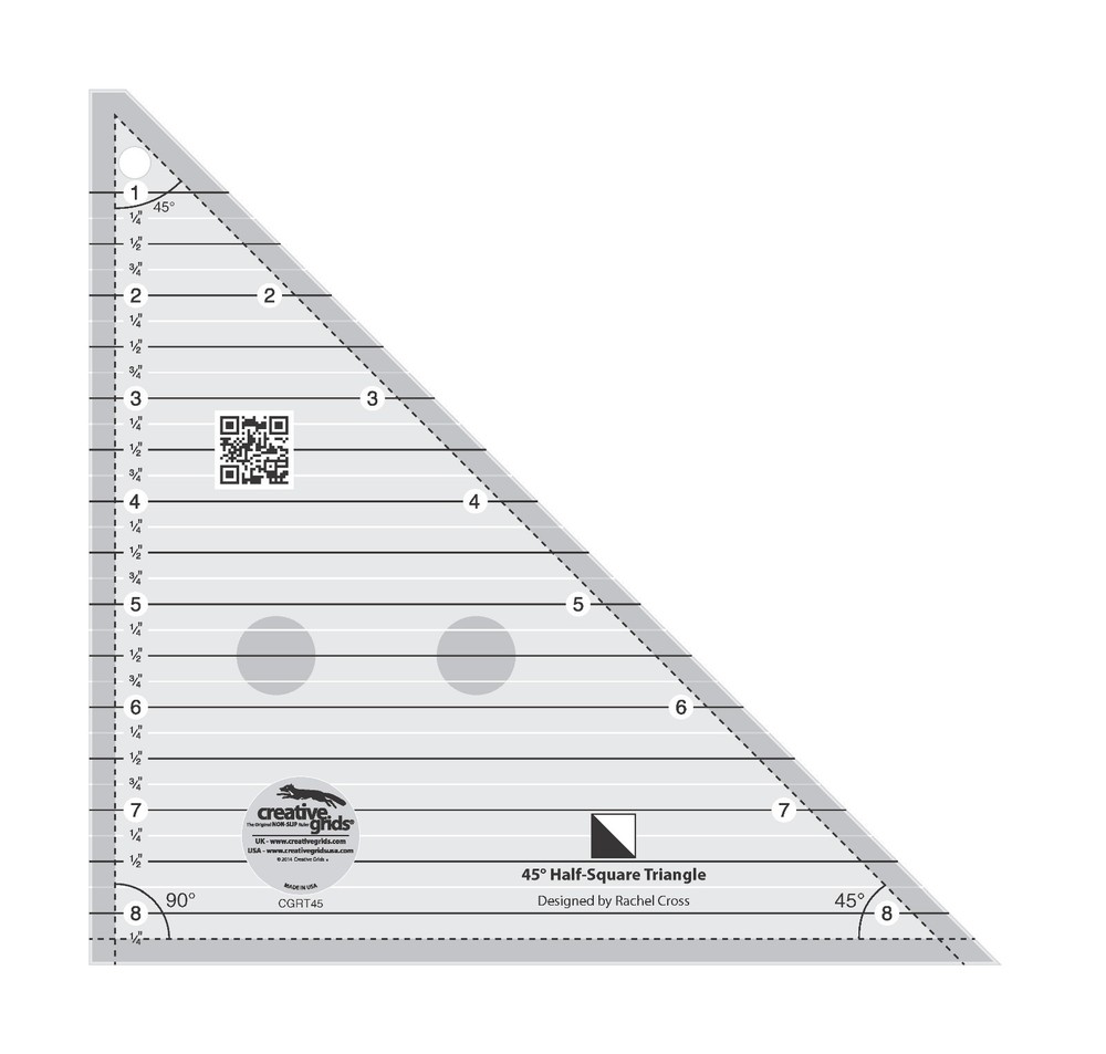 Creative Grids 45 Degree Half-Square Triangle Sewing & Quilting Ruler CGRT45