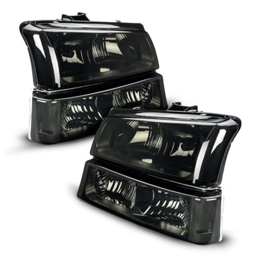 Headlight Assembly Compatible with 2003 Clear-Chrome/ for 03-06 Silverado 1500