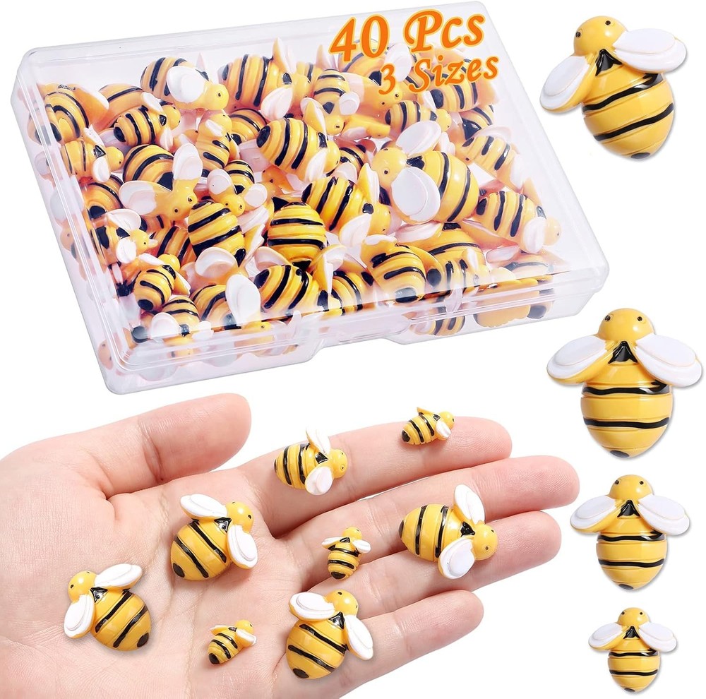 CCOZN 40 Pieces Tiny Resin Bees,Tiny Garden Bumblebees Embellishment...