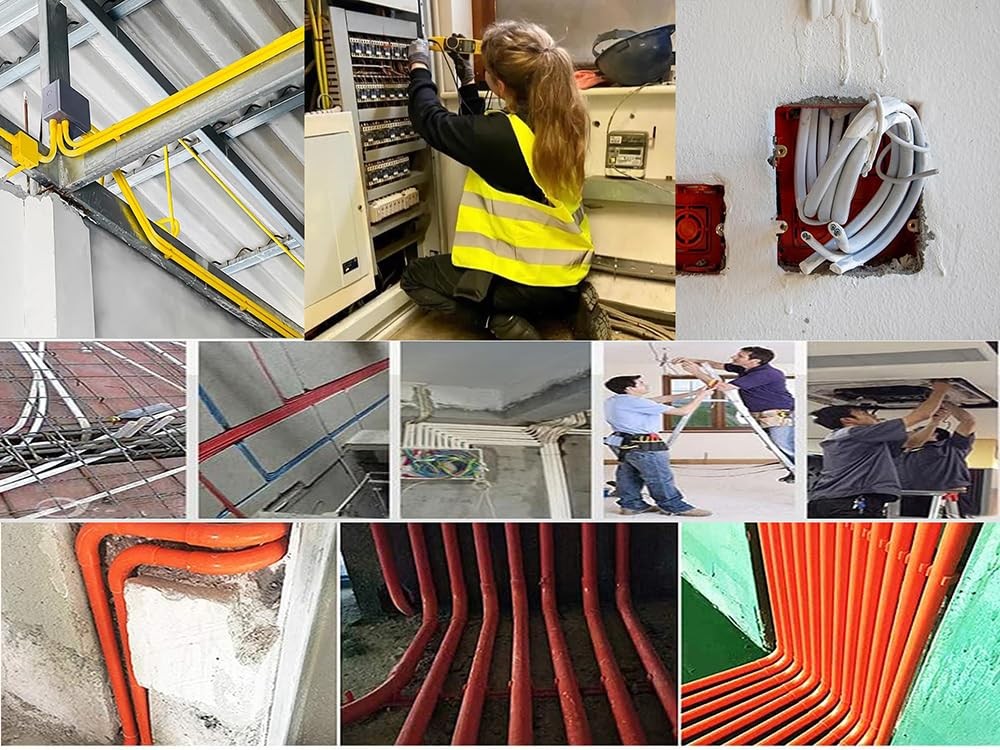 37FT Fish Tape Wire Puller 5 Adapters Durable Cable Retraction Aid Work 12M