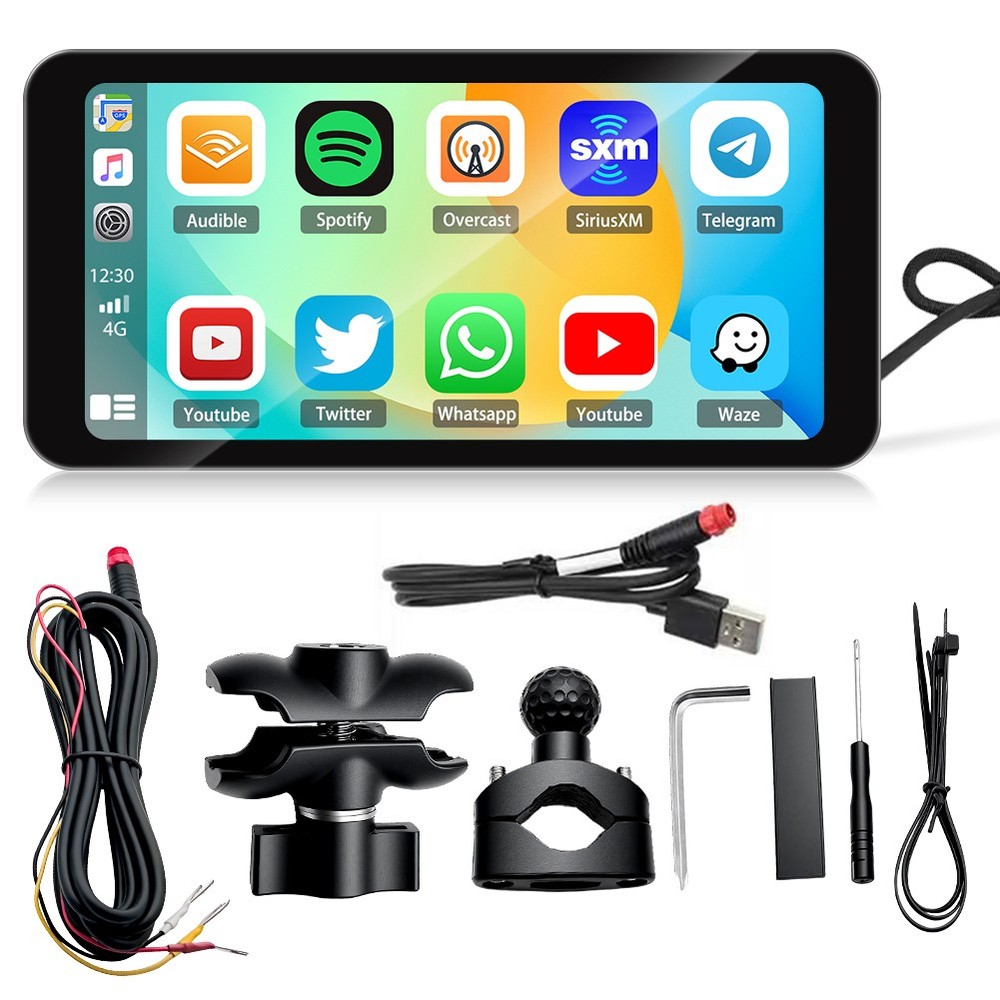 6.3'' Motorcycle GPS Navigation Wireless CarPlay Android Auto Bluetooth