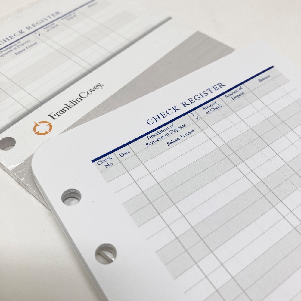 Franklin Covey Check Register Planning Forms Refill Compact Size (80 Sheets)
