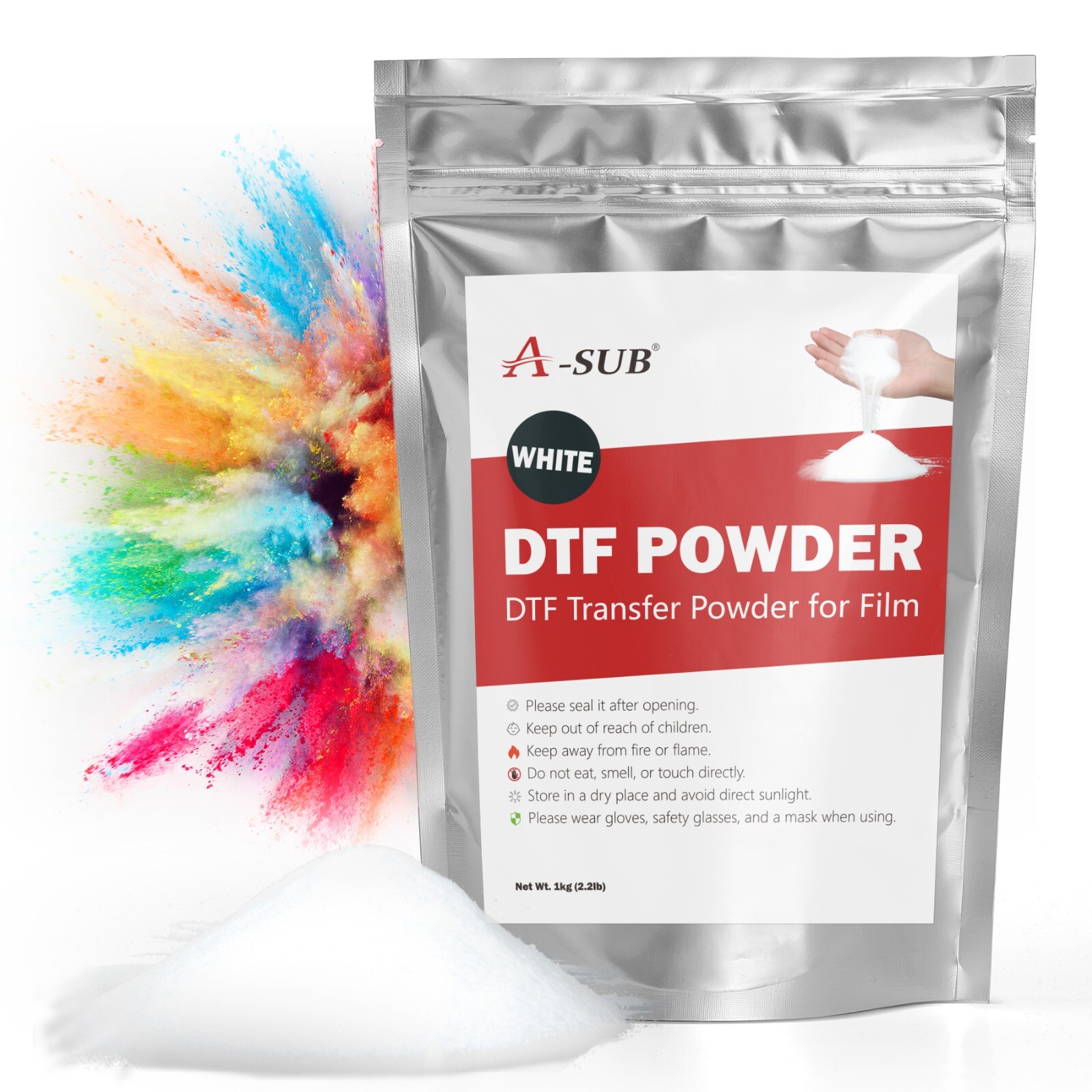 A-SUB DTF Powder for Sublimation DTF Printing 2.2lb Adhesive White DTF Powder