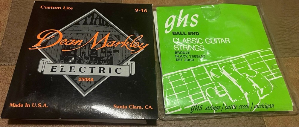 2 NEW Sets: GHS Classic 5 Guitar Strings Set & Dean Marley Electric 3 Strings
