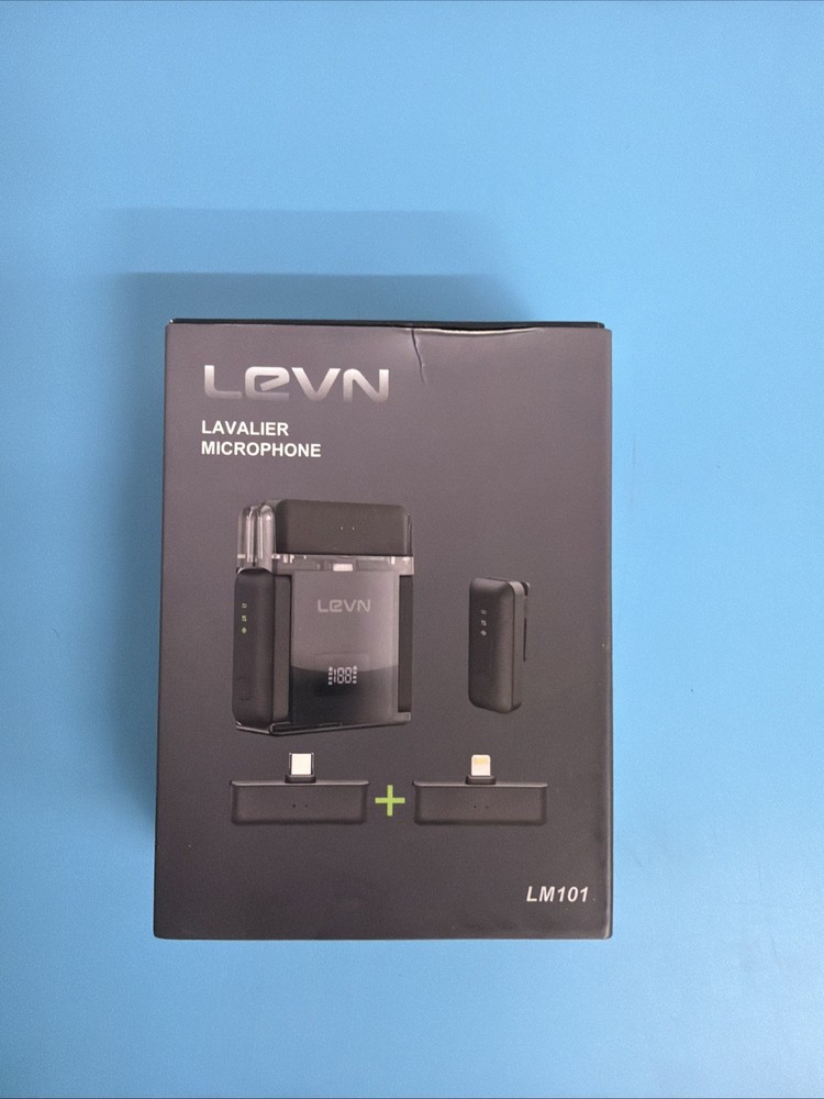 LEVN Wireless Lavalier 2 Microphones iPhone/Android/PC, Charge Case Noise Cancel