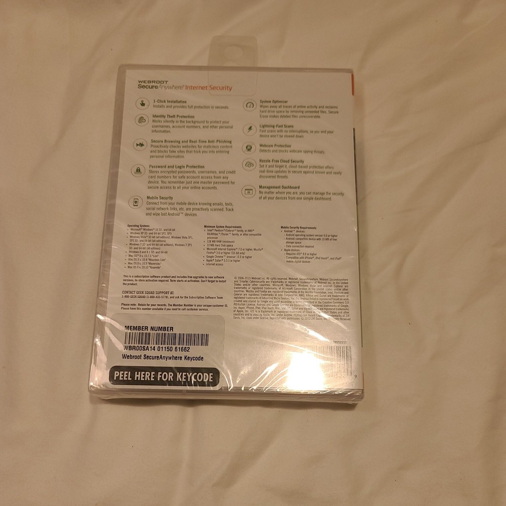 Webroot Secure Anywhere PC/Mac/Mobile Android & iOS-3 Devices Internet Security