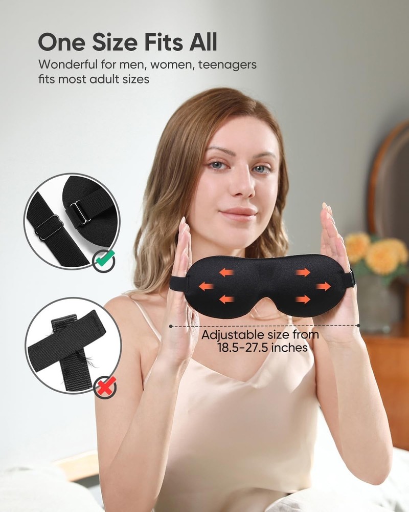 Perfect Sleeping Solution: 3-Pack Adjustable 3D Eye Masks for Complete Darkness