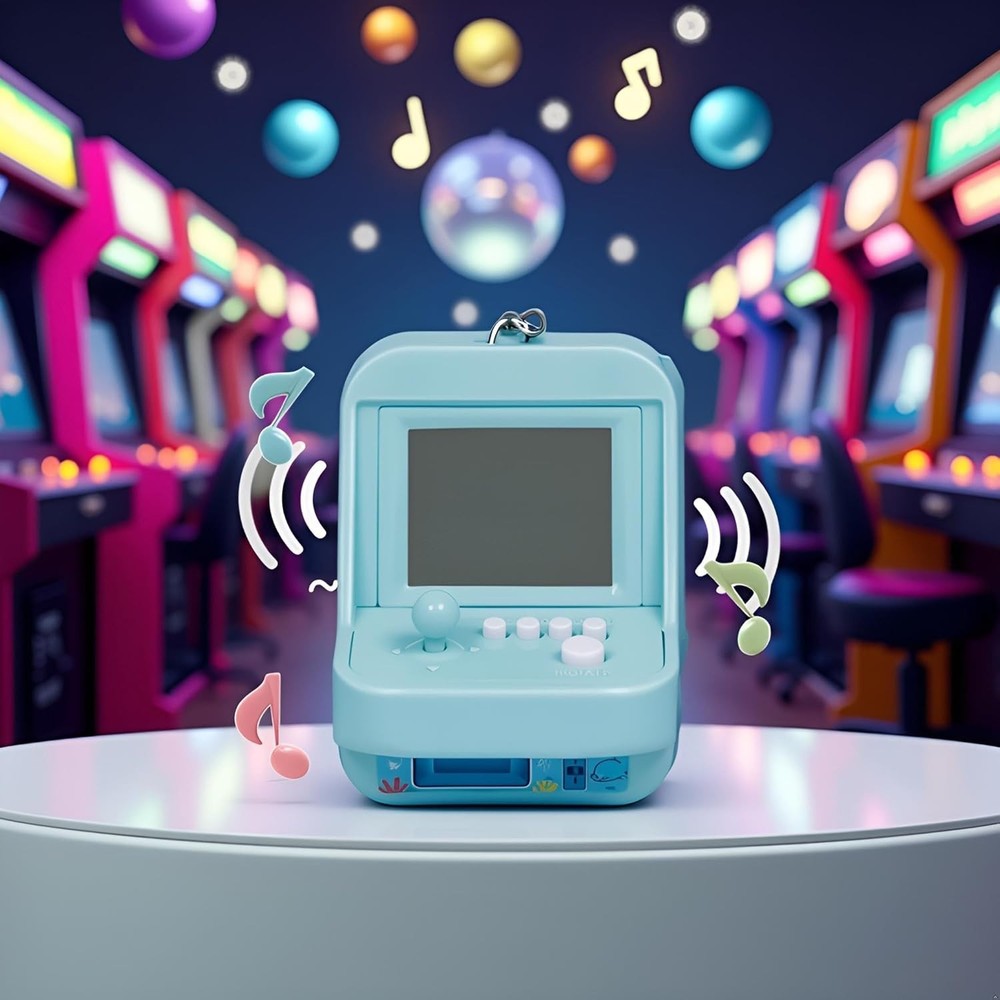 On-the-Go Blue Mini Arcade Game Console - 26 Games with Music Functionality