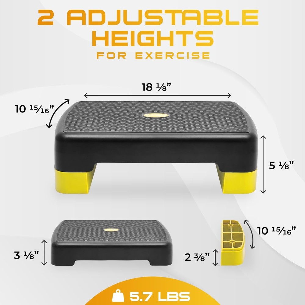 Yes4All Aerobic Exercise Step Platform, Exercise Stepper with Risers for Card...