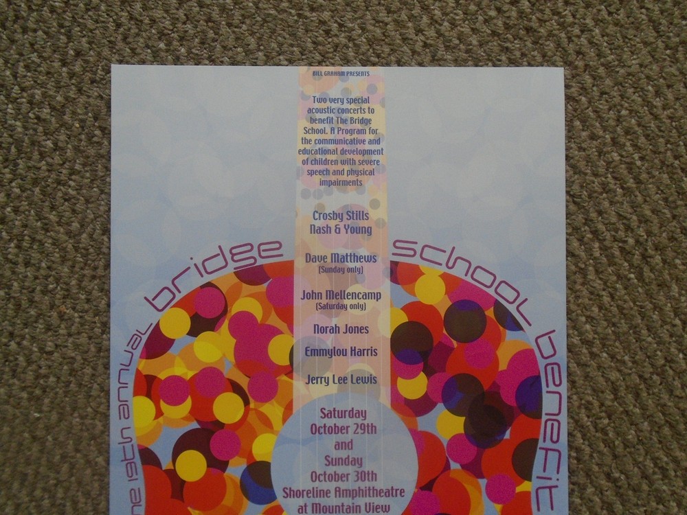 TWO-ORIGINAL BRIDGE CONCERT POSTERS-NEIL YOUNG-2001 & 2005 SHOWS-CSNY-PEARL JAM+