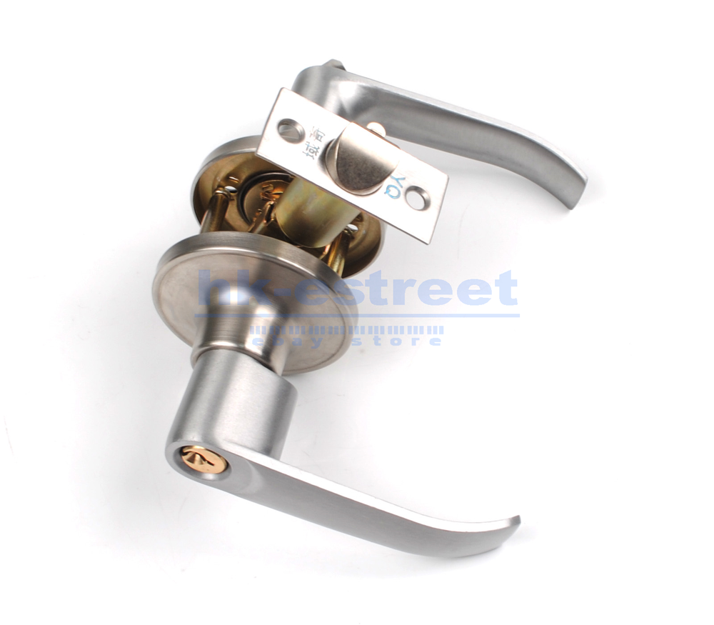 Entry Door Lever Lock Set Privacy Keyed Knobs Lockset Handle+2 Keys Satin Nickel