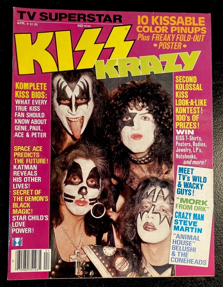 1979 TV Superstar Kiss Krazy Magazine & Double Sided Kiss Poster Inside Mint