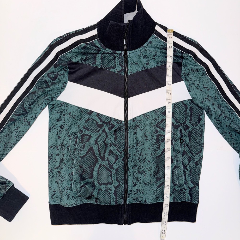 Buddylove Green Snake Python Print Athletic Track Jacket Full Zip Racer Stripe S