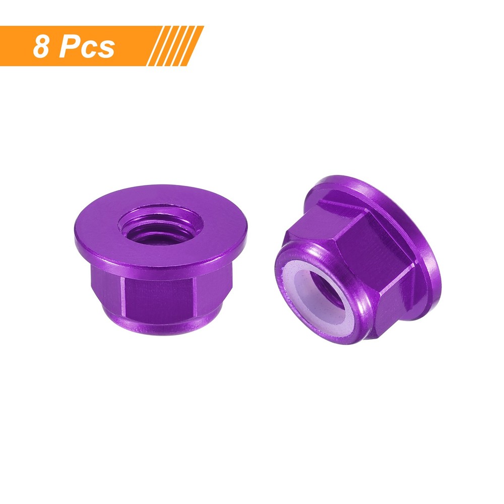 Nylon Insert Hex Lock Nuts, 8pcs - M4x0.7mm Self-Locking Nut(Purple)