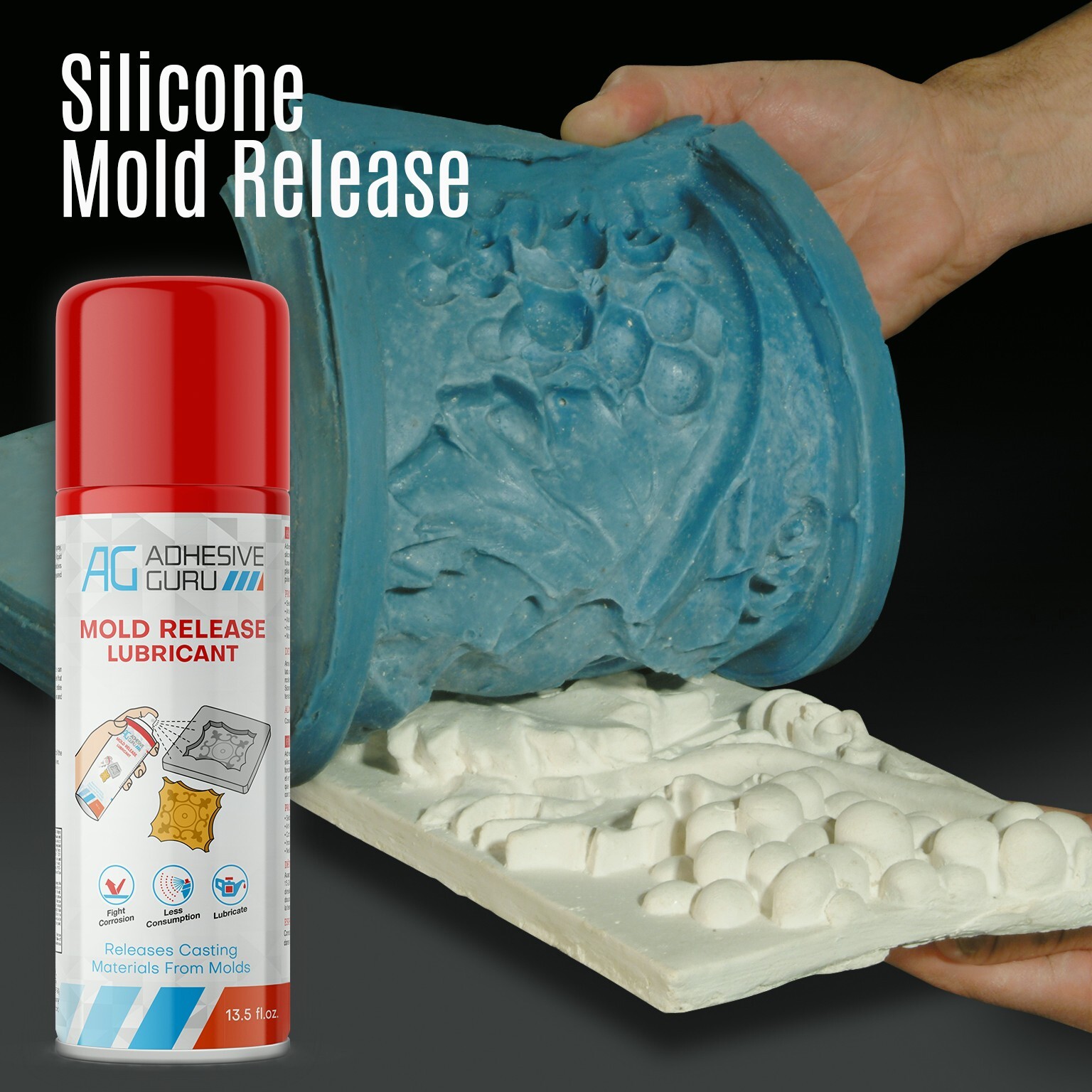 Adhesive Guru Silicone Mold Release Spray for Epoxy Resin (2 x 13.5 fl oz)