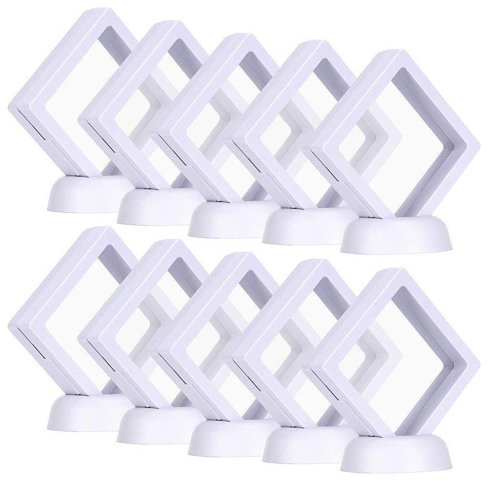 Skelang 10-Pack 3D Floating Display Case 2.75"×2.75"(White), White