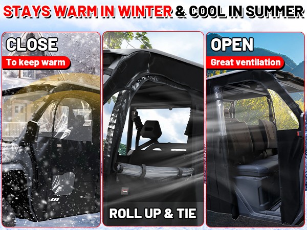 Zipper Soft Cab Enclosure Doors Side Window for CFMOTO UForce 1000 XL 2022-2025