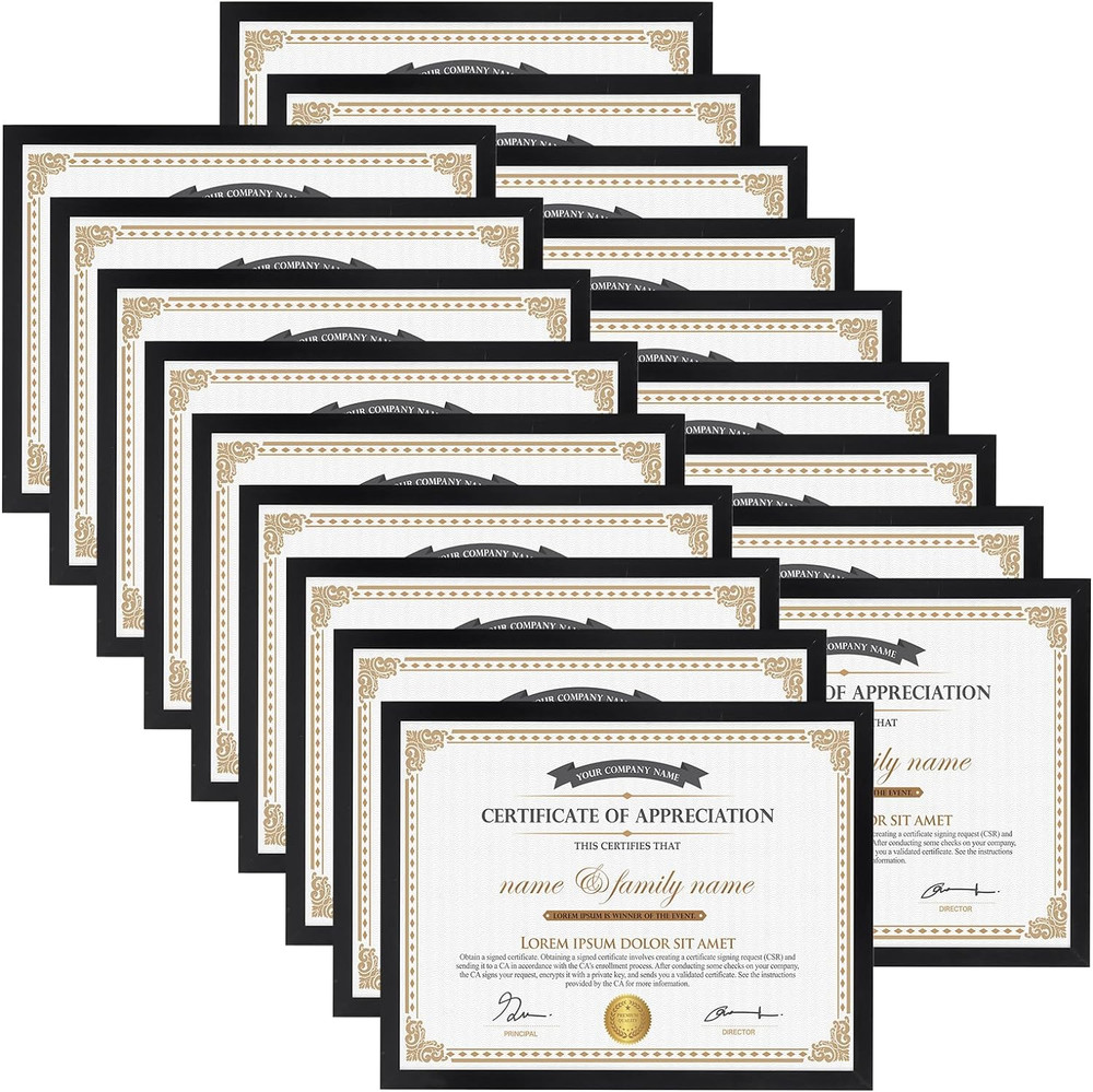 18 Packs 8.5X11 Black Multi Picture Frames Set, Certificate Frames for Document