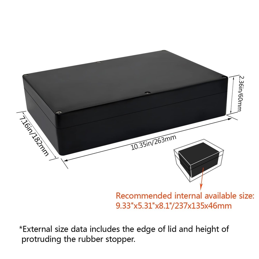 Waterproof ABS Plastic Junction Box 10.3x7.1x2.3 for Secure Electronics