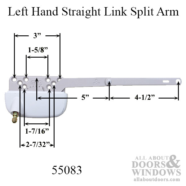 Truth Ellipse Split Arm Operator, 4-1/2" Straight Link, Left Hand