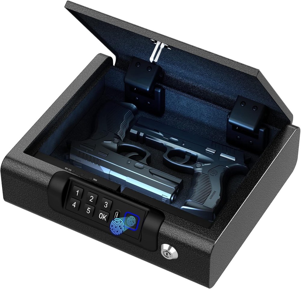 Secure Fingerprint Handgun Safe with Key