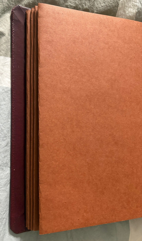 RARE Hardback Mint Sheet Stamp Binder from 1930s Gimbels w/ 8 sheet files within