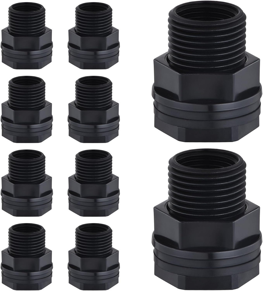 10Pcs1/2Inch Bulkhead Fitting Double Threaded Water Tank Connector Hose Threaded