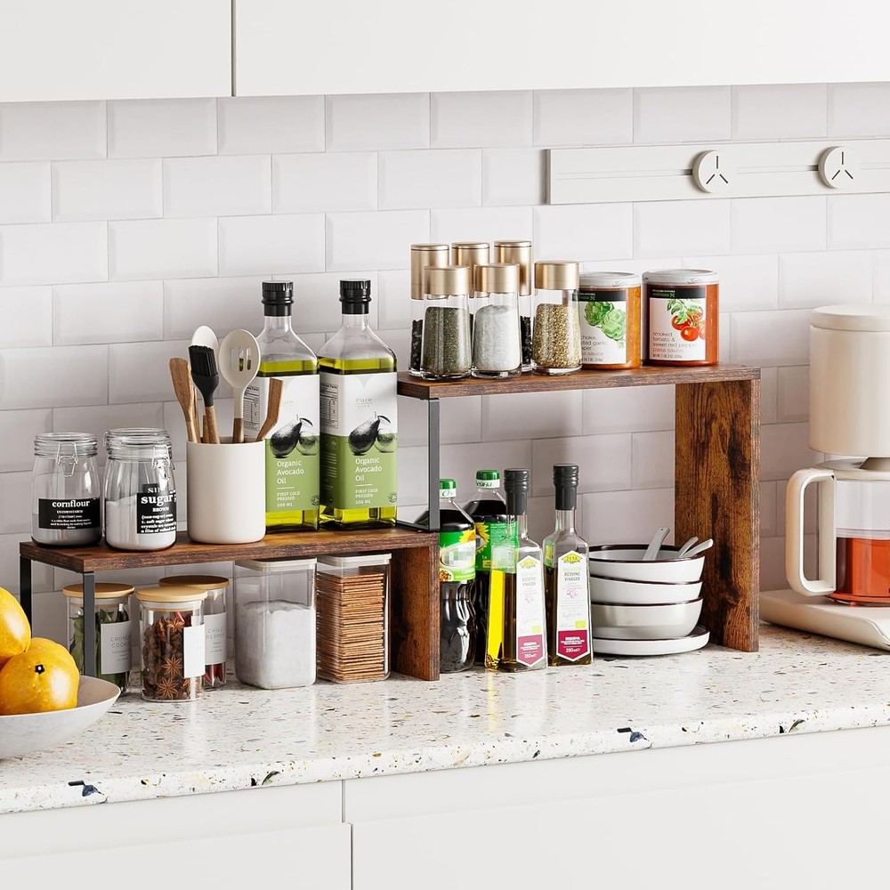 Kitchen Countertop Organizer, Spice Rack Cabinet Organizer Shelf Stackable Count
