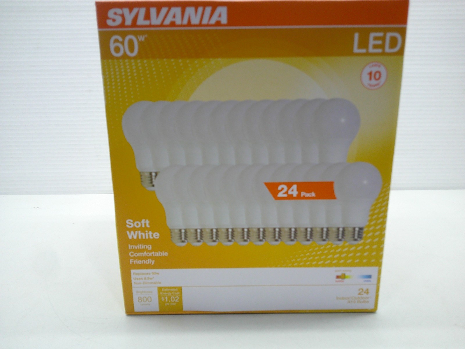 24 pack Sylvania 8.5 Watt 60 Watt Equivalent A19 LED Light Bulb in 2700K 74765