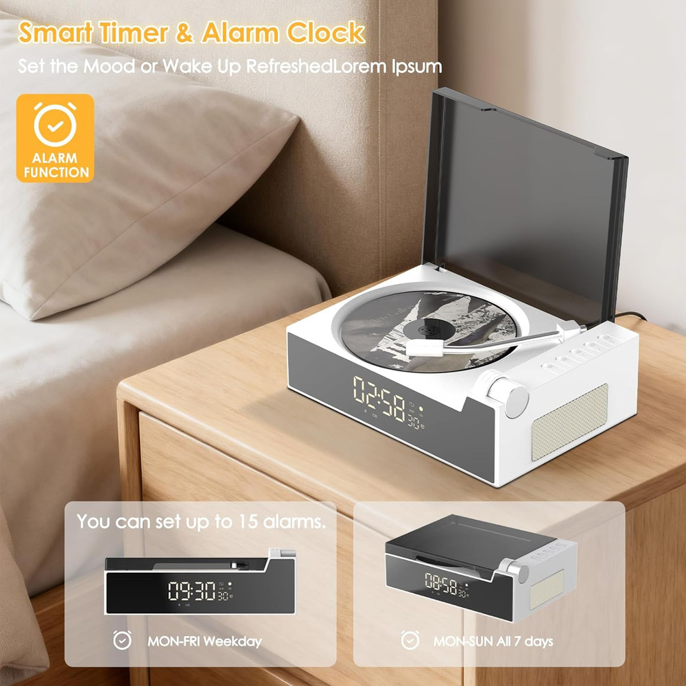 CD Player Portable with Bluetooth, Rechargeable CD Players Retro Suitcase